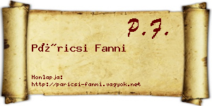 Páricsi Fanni névjegykártya